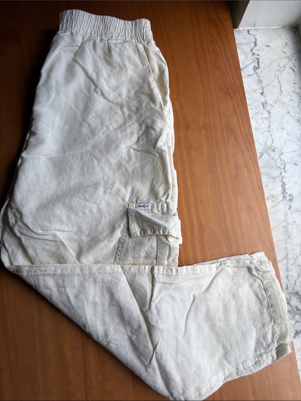 RVCA Relaxed Drawstring Pants in Off-White